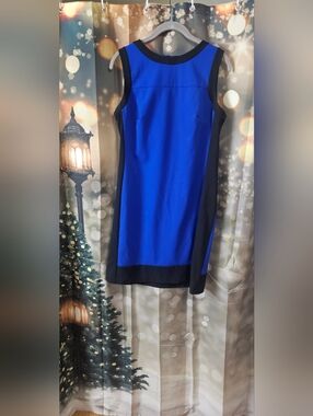 Ralph Lauren Royal Blue and Black Colorblock Sheath Dress